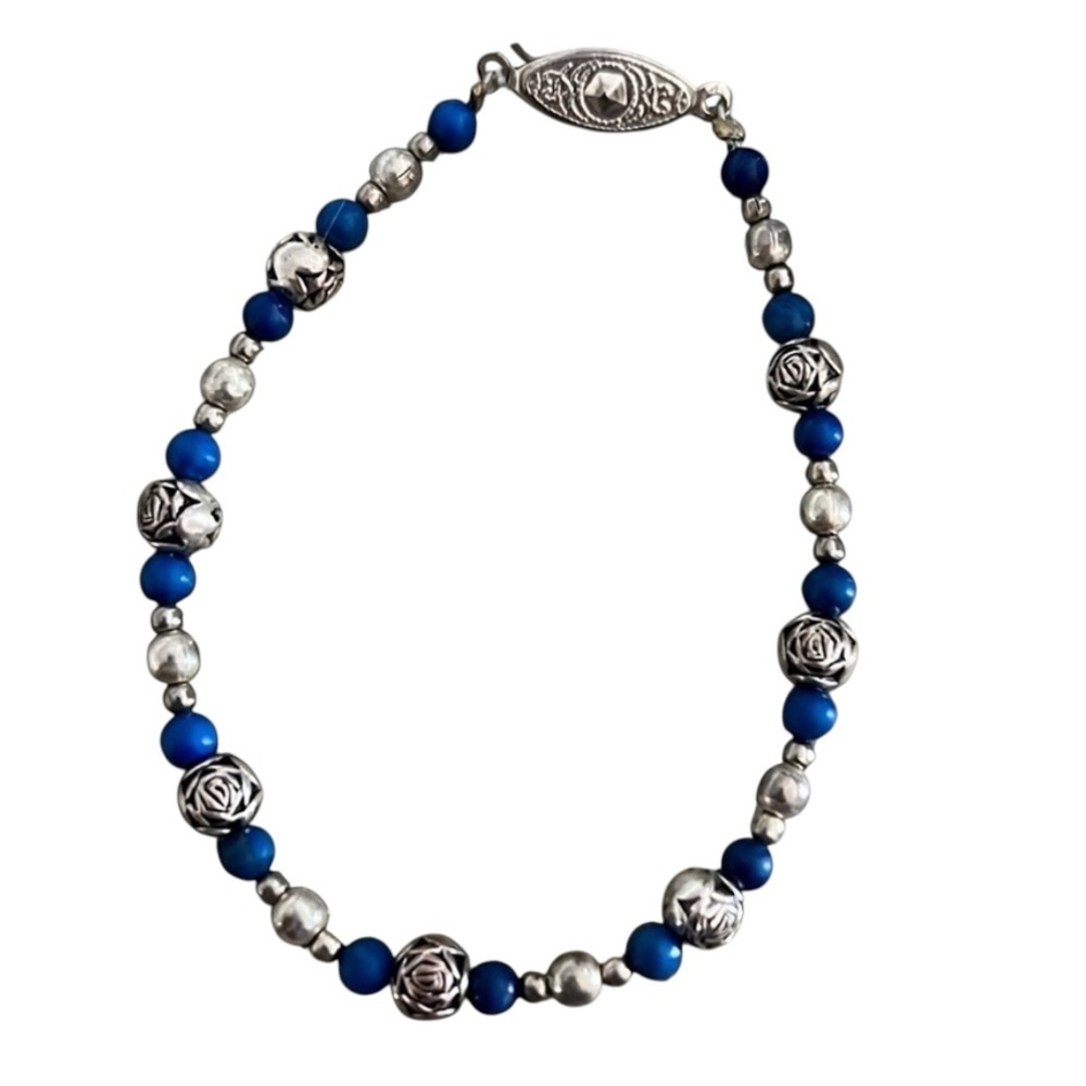 Beautiful silver and blue beaded bracelet